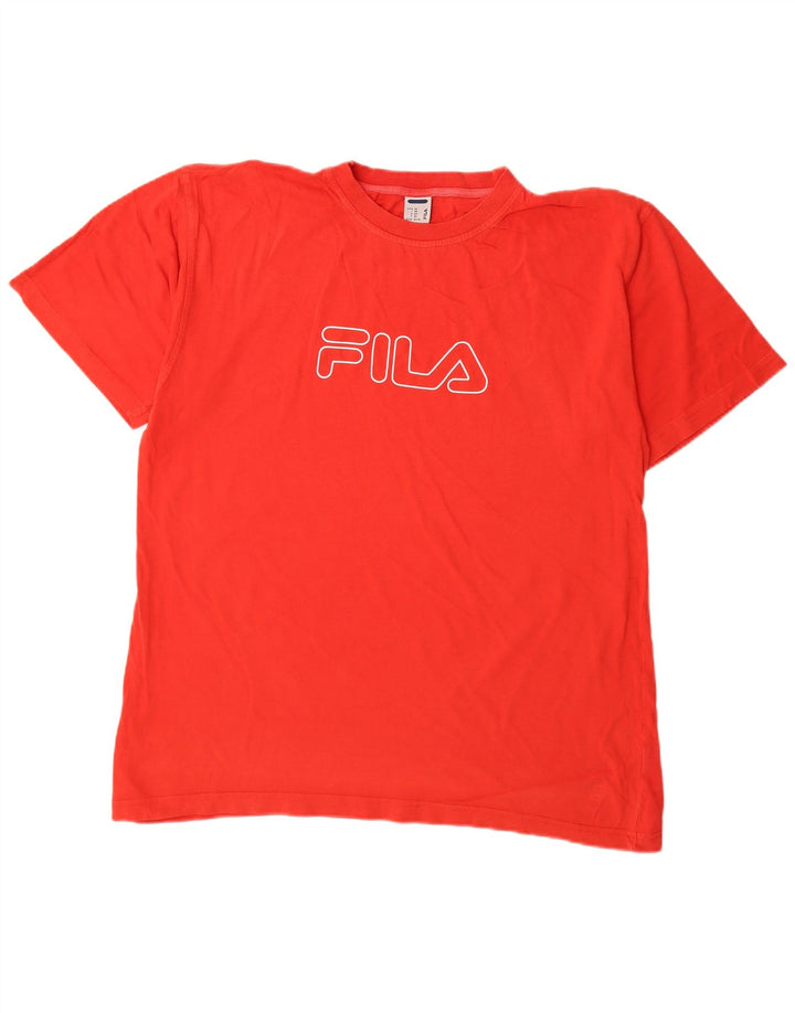 Fila Herre Grafisk T-Shirt Top XL Rød Bomuld