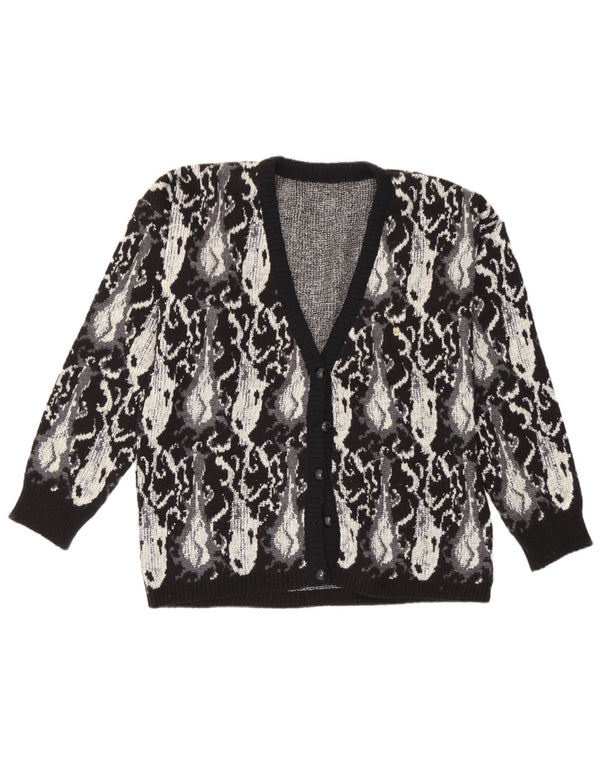 Vintage dame cardigan sweater UK 14 Large Black Paisley