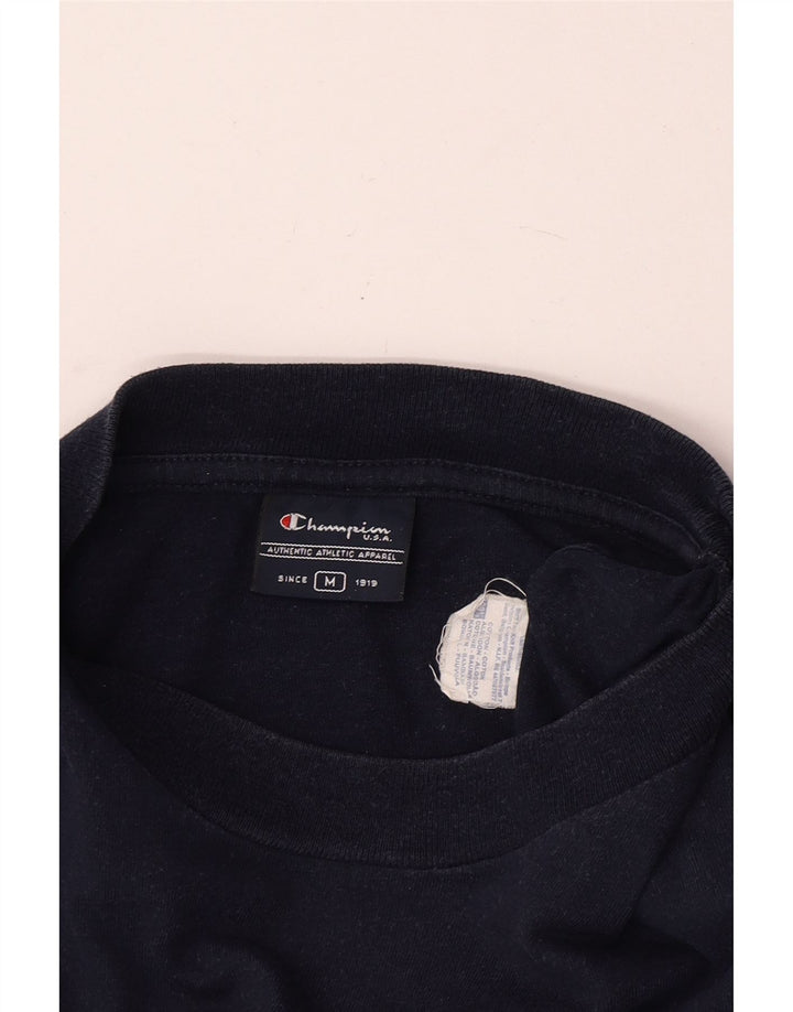 Champion Herre grafisk T-shirt Top Medium Marineblå Bomuld