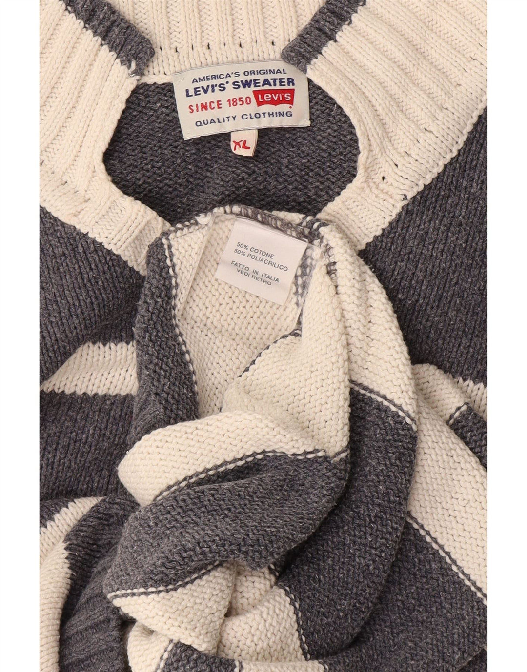 Levi's Herre V-hals sweater XL Gråstribet bomuld