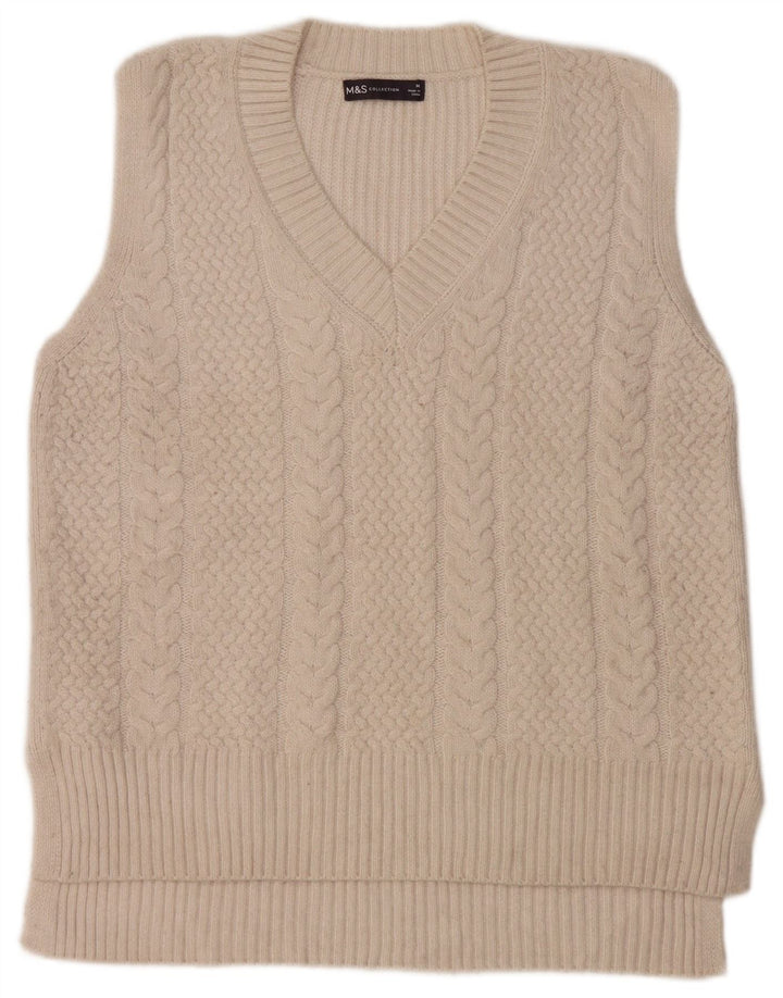 Marks & Spencer Dame Vest Tank Top UK 14 Medium Off White Polyester