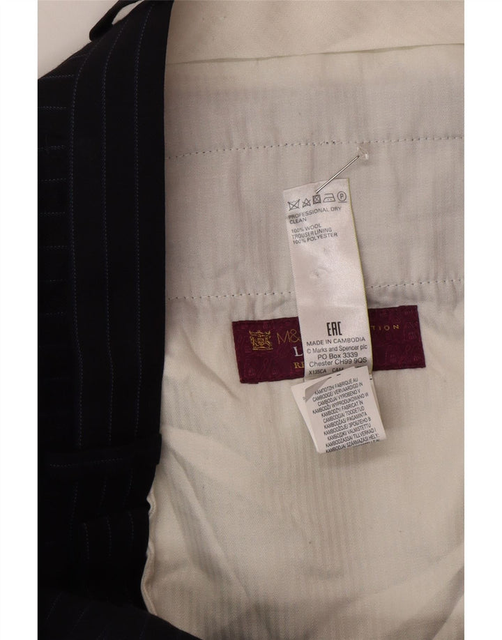 Marks & Spencer Herre Regular Fit Suit Bukser W34 L31 Marineblå Stribede