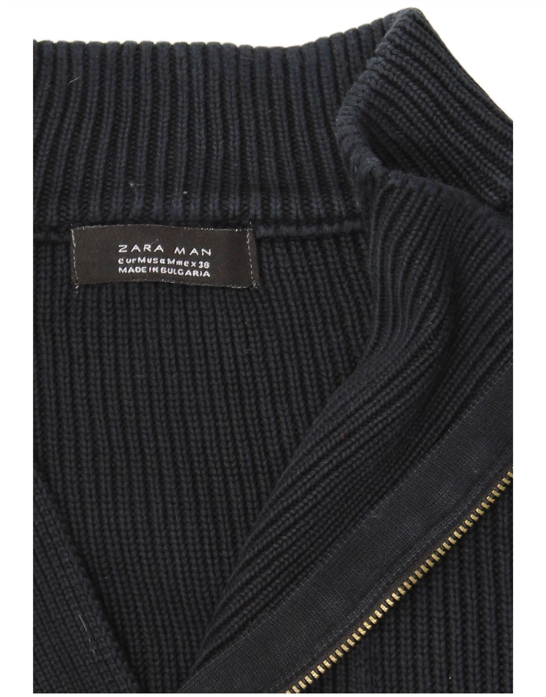 ZARA sweater med lynlås til mænd mellem marineblå