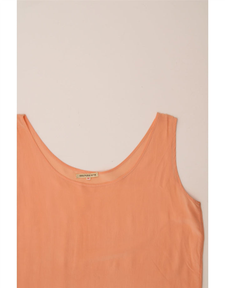 VINTAGE Womens Crop Sleeveless Blouse Top UK 14 Medium Pink Silk Vintage Vintage and Second-Hand Vintage from Messina Hembry 