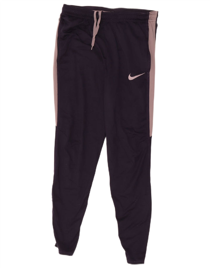 Nike træningsdragt bukser til kvinder UK 14 Large Navy Blue Colourblock Polyester
