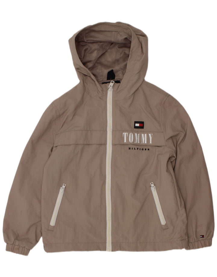 Tommy Hilfiger drenge grafisk hætte regnjakke 6-7 år grå polyamid
