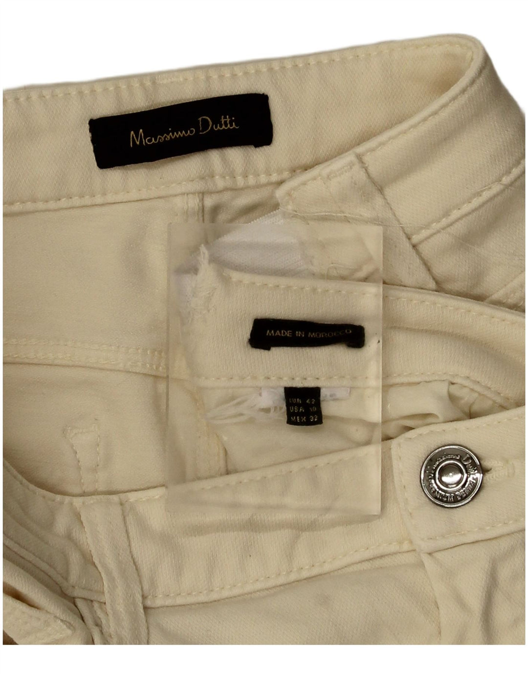 Massimo Dutti Dame Straight Jeans EU 42 Large W32 L28 Beige