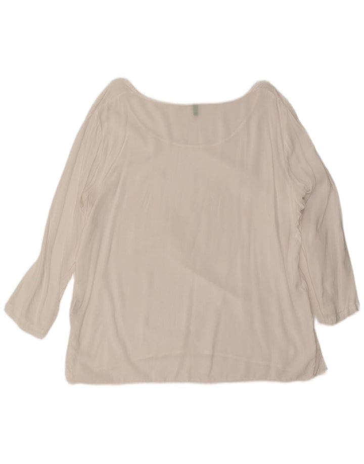Benetton Dame Top 3/4 ærmer UK 18 XL Hvid Viscose