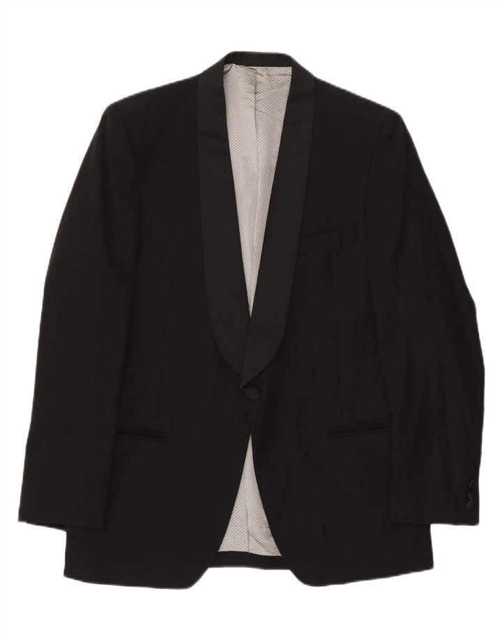 VINTAGE Mens 1 Button Blazer Jacket UK 38 Medium Black Vintage Vintage and Second-Hand Vintage from Messina Hembry 