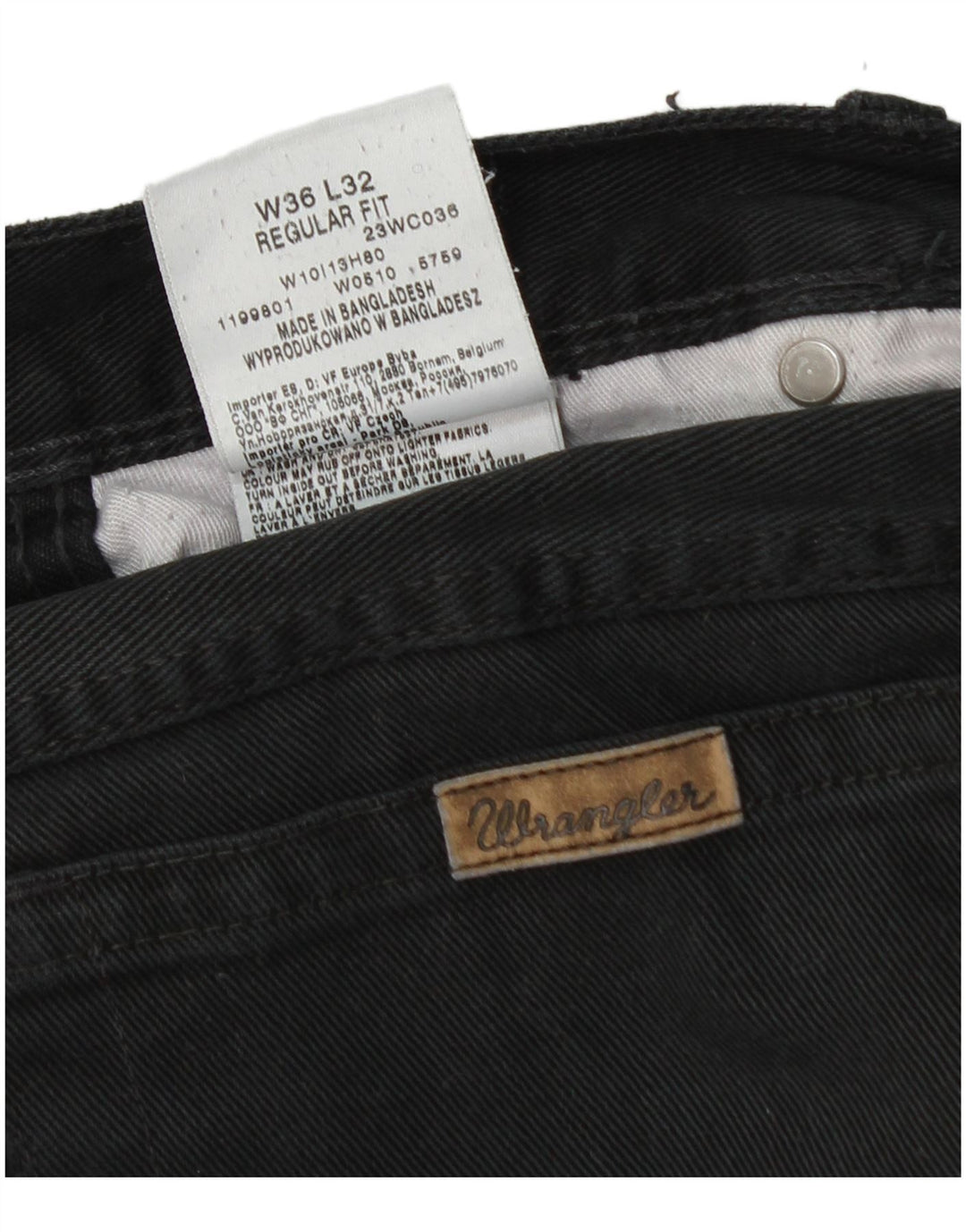 Wrangler Herre Regular Fit Cropped Jeans W36 L24 Sort bomuld