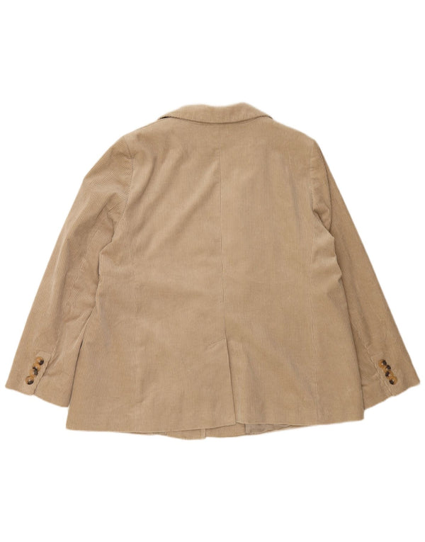 JAEGER dame 1-knaps fløjlsjakke blazerjakke UK 20 2XL beige bomuld