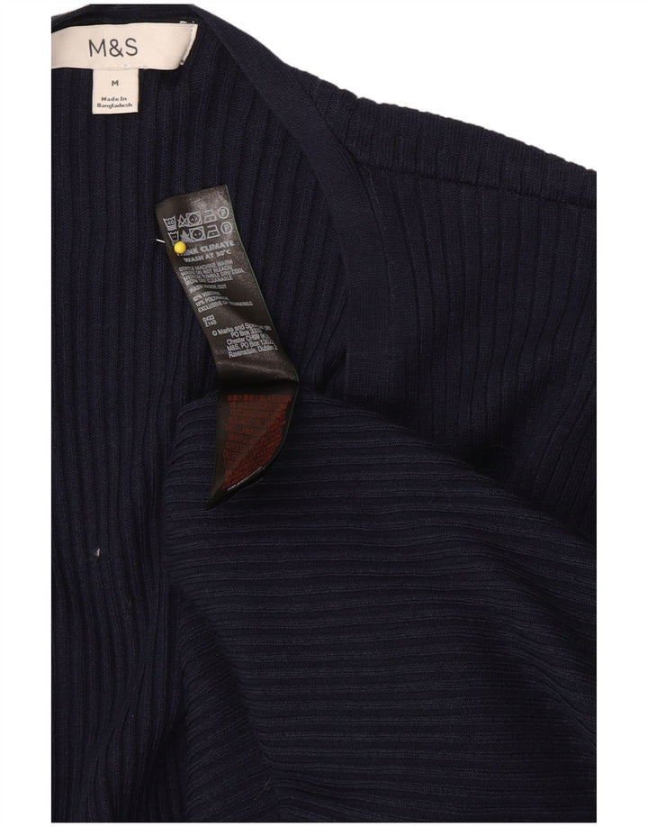 Marks & Spencer Dame Longline Cardigan Sweater UK 14 Medium Navy Blue Cla