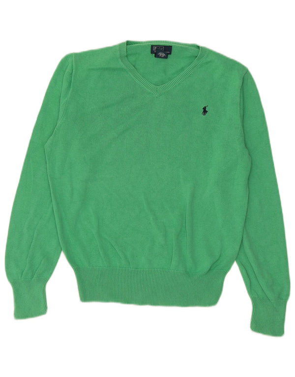 Polo Ralph Lauren drenge sweater med v-hals 14-15 år stor grøn bomuld