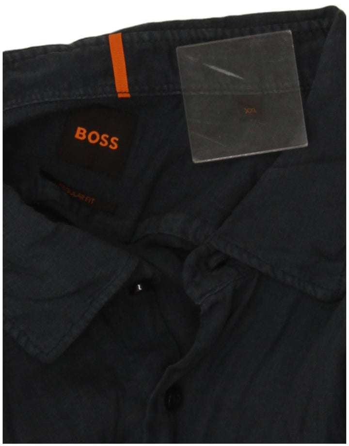 Hugo Boss kortærmet herreskjorte med normal pasform 2XL marineblå