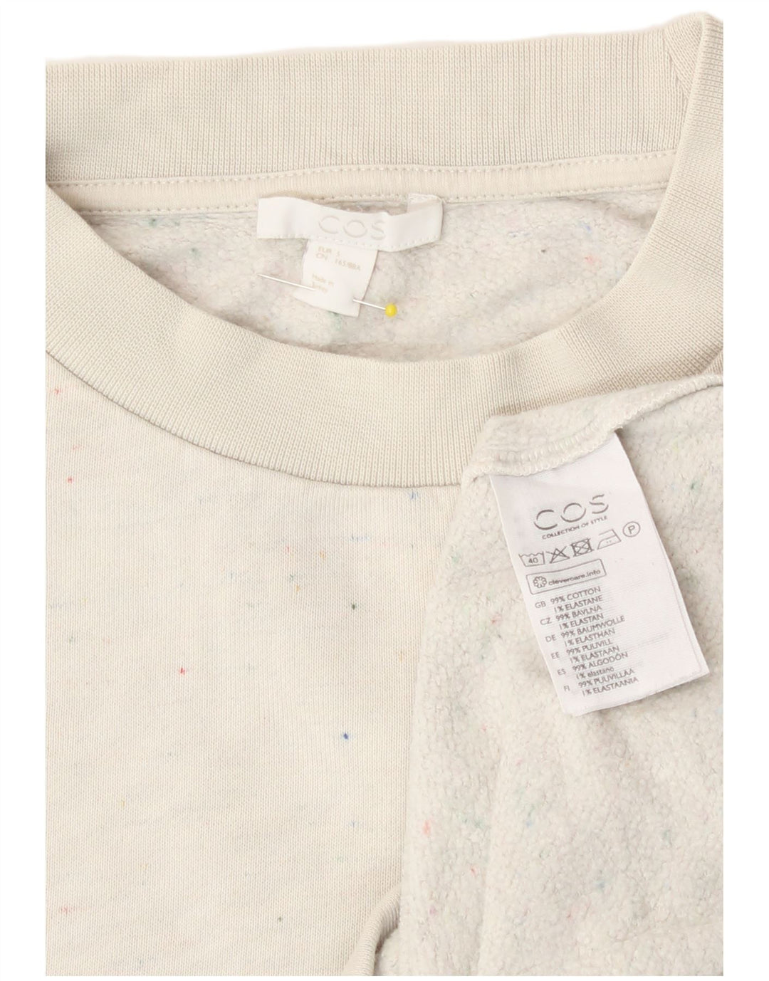 Cos Dame Oversized Sweatshirt Jumper UK 10 Small White Flecked Bomuld