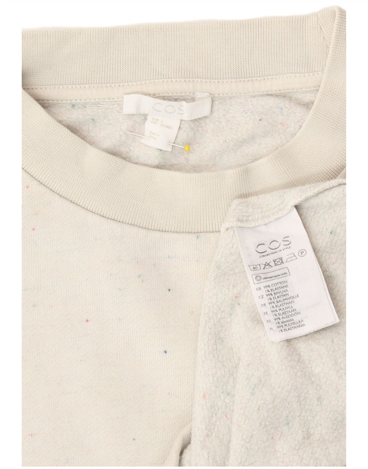 Cos Dame Oversized Sweatshirt Jumper UK 10 Small White Flecked Bomuld