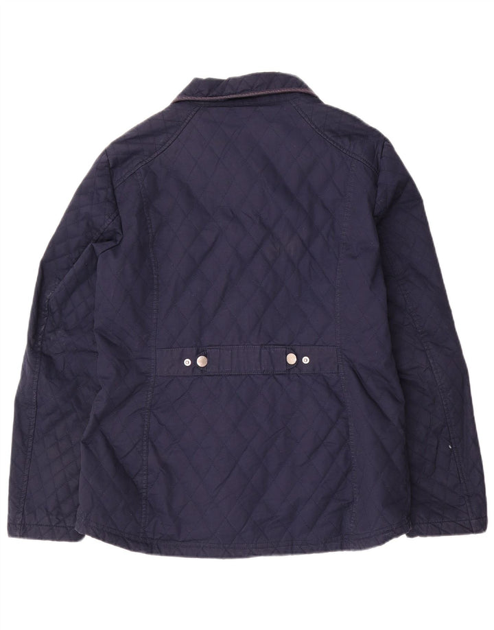 CREW CLOTHING Dame quiltet jakke UK 14 Mellem marineblå bomuld