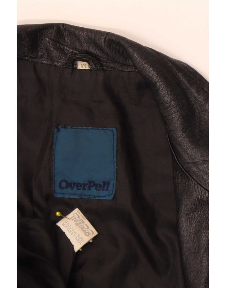 Vintage læderjakke til kvinder UK 12 Medium sort læder