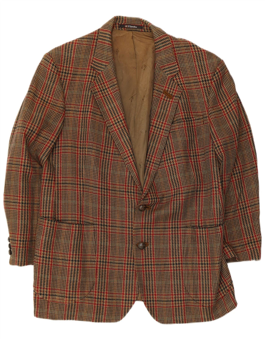 DAKS Herre 2-knaps blazerjakke UK 38 Medium Brown Houndstooth New Wool