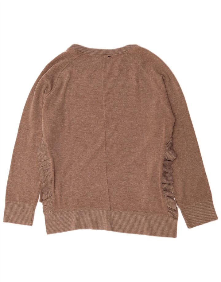Zara Dame Oversized Flæse Boat Neck Jumper Sweater UK 10 Lille Brun