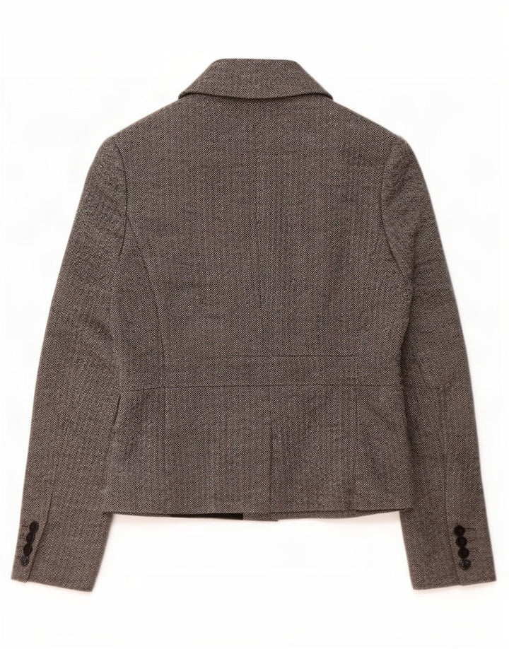 Hobbs Dame 3 Button Blazer Jacket UK 14 Large Grey Herringbone