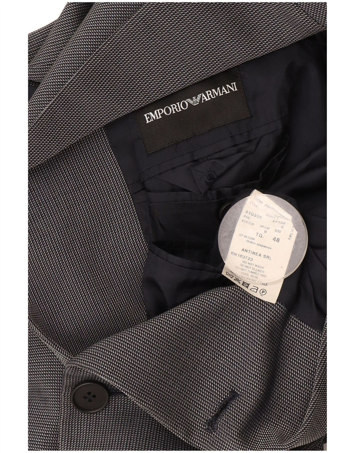 Emporio Armani Herre 3-knaps blazerjakke IT 48 Lille marineblå ternet uld