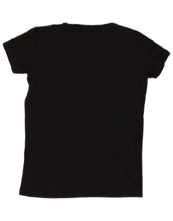 TRUSSARDI JEANS Dame Oversized grafisk T-shirt top UK 2 2XS Sort