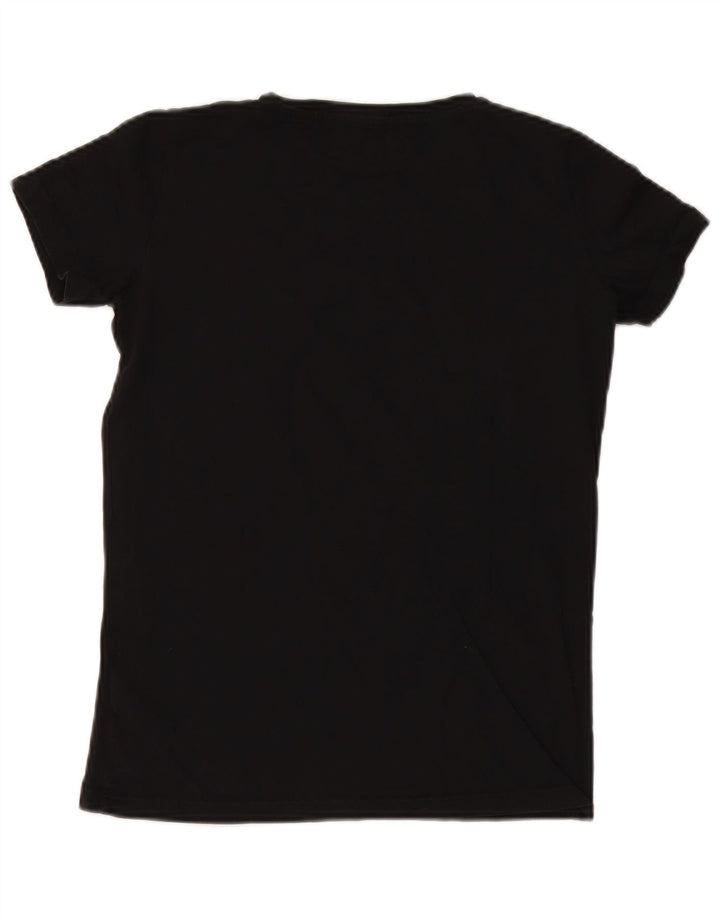 TRUSSARDI JEANS Dame Oversized grafisk T-shirt top UK 2 2XS Sort