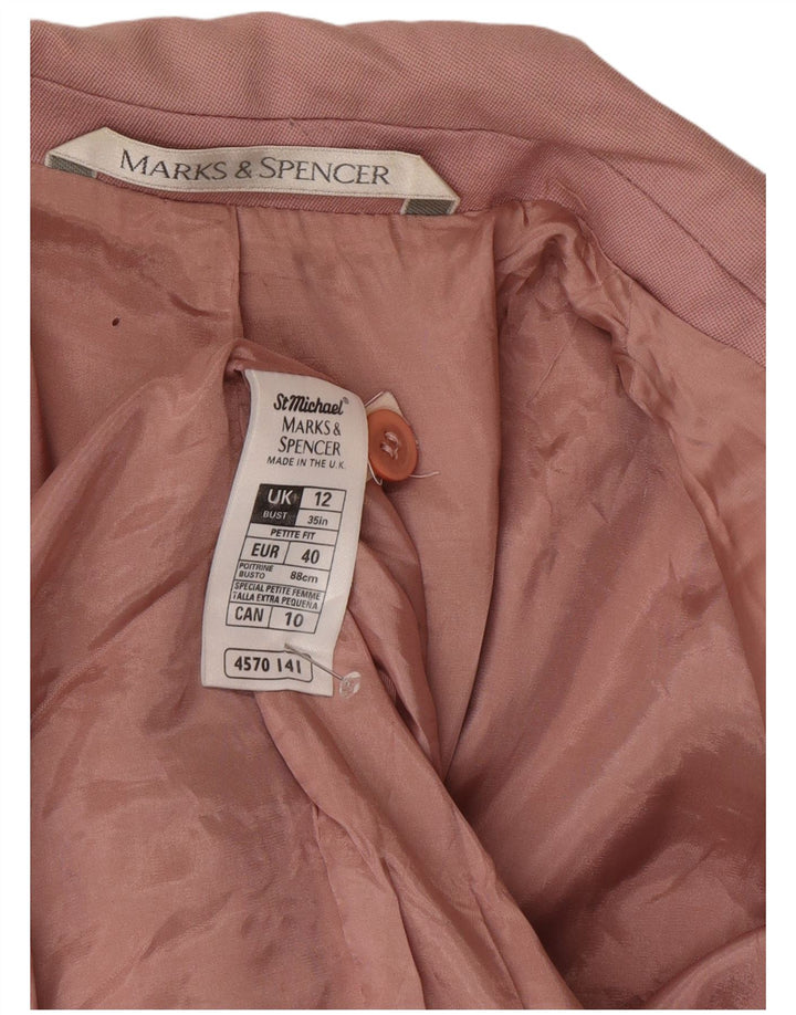 Marks & Spencer Dame 3/4-ærmet blazerjakke UK 12 Medium Pink