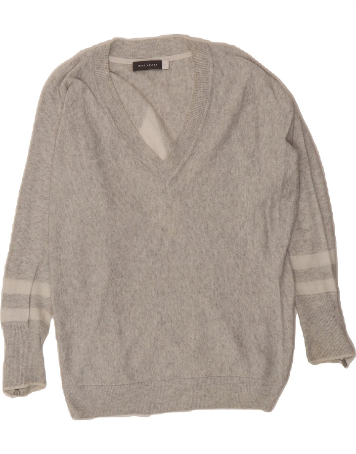 MINT VELVET Womens Oversized V-Neck Jumper Sweater UK 10 Small Grey Vintage MINT VELVET and Second-Hand MINT VELVET from Messina Hembry 