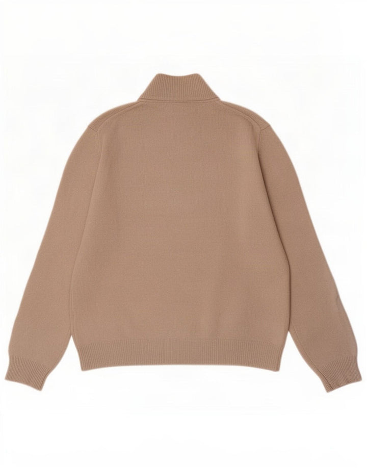 Henry Cottons Herre Zip Neck Jumper Sweater Stor Beige Virgin Wool