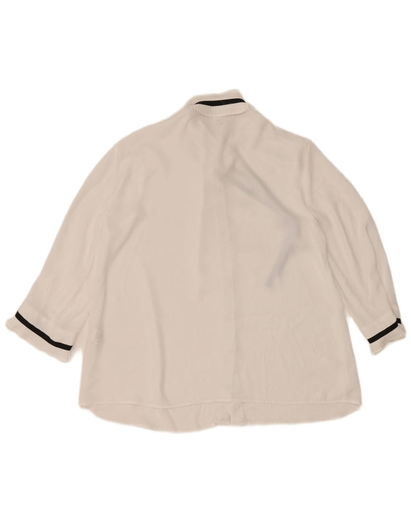 Zara skjortebluse med 3/4 ærmer til kvinder UK 14 Medium White Polyester