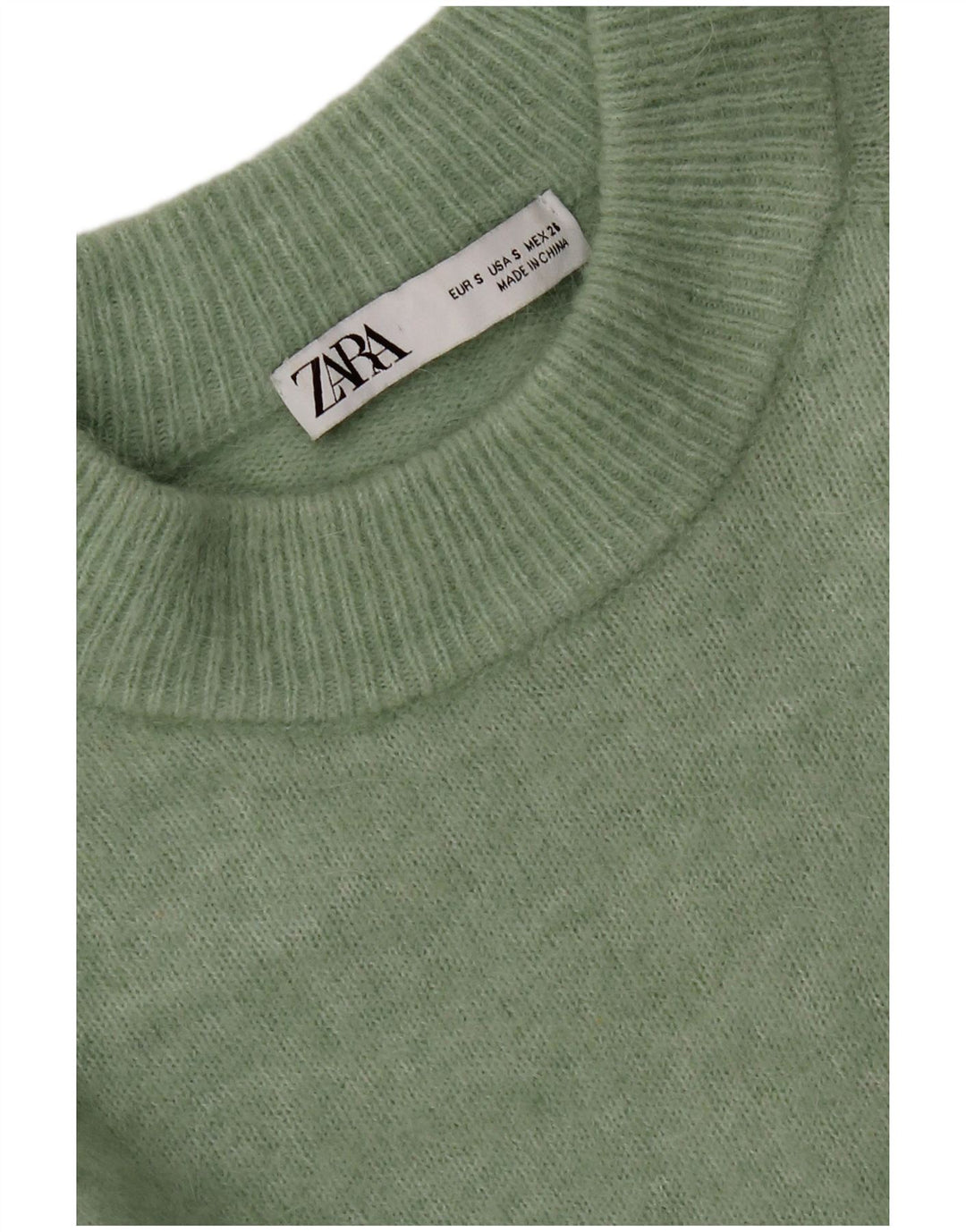 Zara Dame Oversized Crew Neck Jumper Sweater UK 10 Small Green