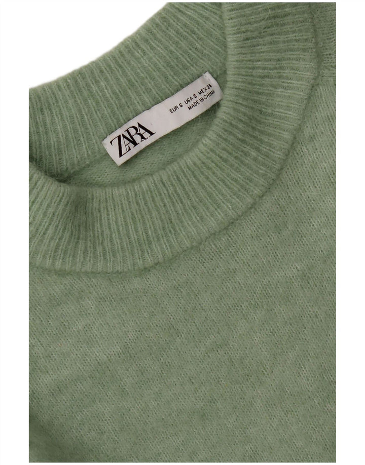 Zara Dame Oversized Crew Neck Jumper Sweater UK 10 Small Green