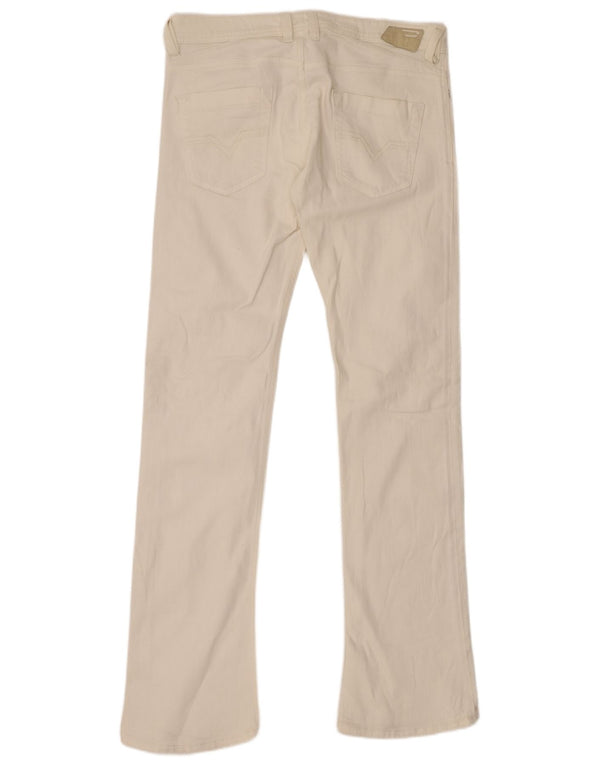 DIESEL Womens Trouleg Bootcut Jeans W32 L34 White Cotton