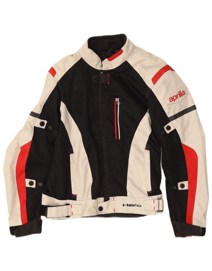 Aprilia Herre Graphic Racer Jacket UK 38 Medium Sort Colourblock Polyester