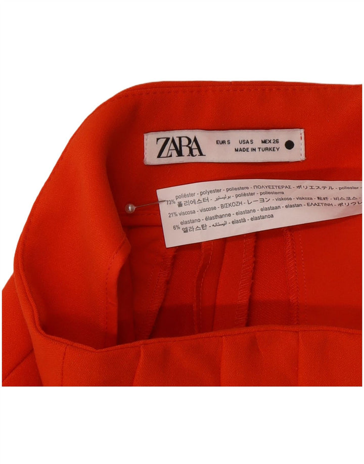 Zara kvinders højtaljede afslappede shorts små W26 orange polyester