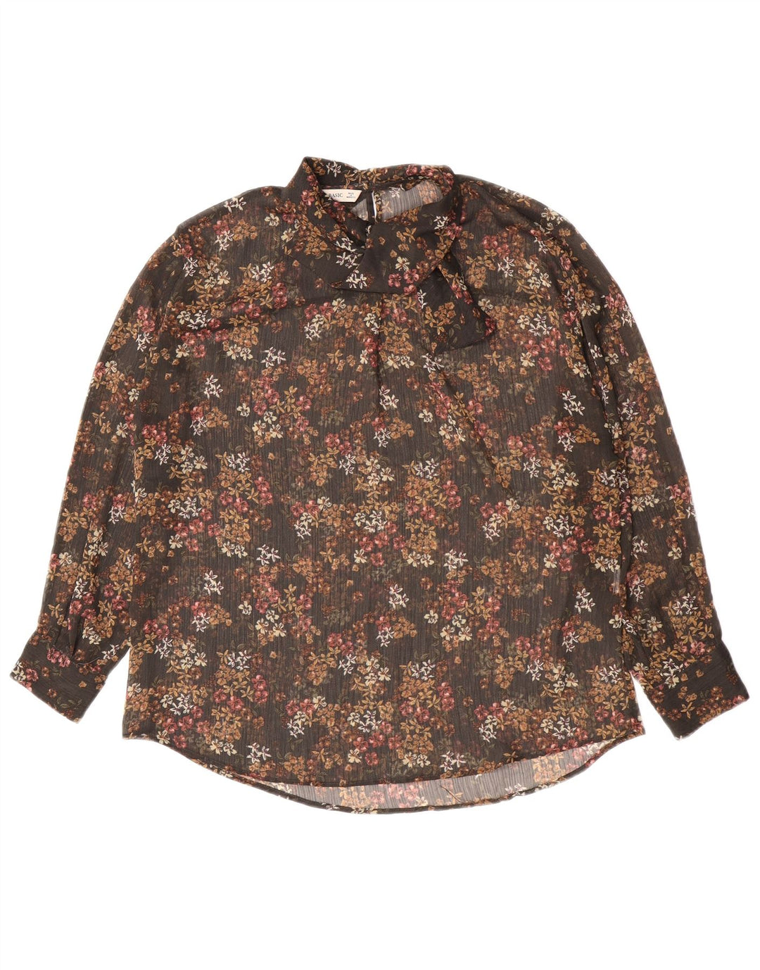 Zara Dame Oversized Se Through Bluse Top UK 6 XS Black Floral