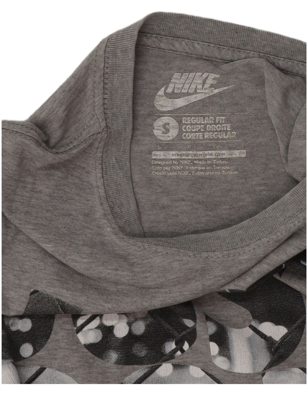 Nike Herre Regular Fit Grafisk T-Shirt Top Lille Grå Bomuld