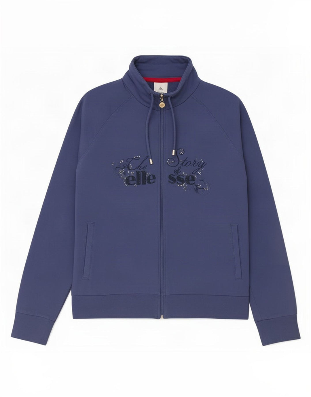 Ellesse Dame Grafisk Træningsdragt Top Jakke UK 14 Medium Navy Blue Bomuld