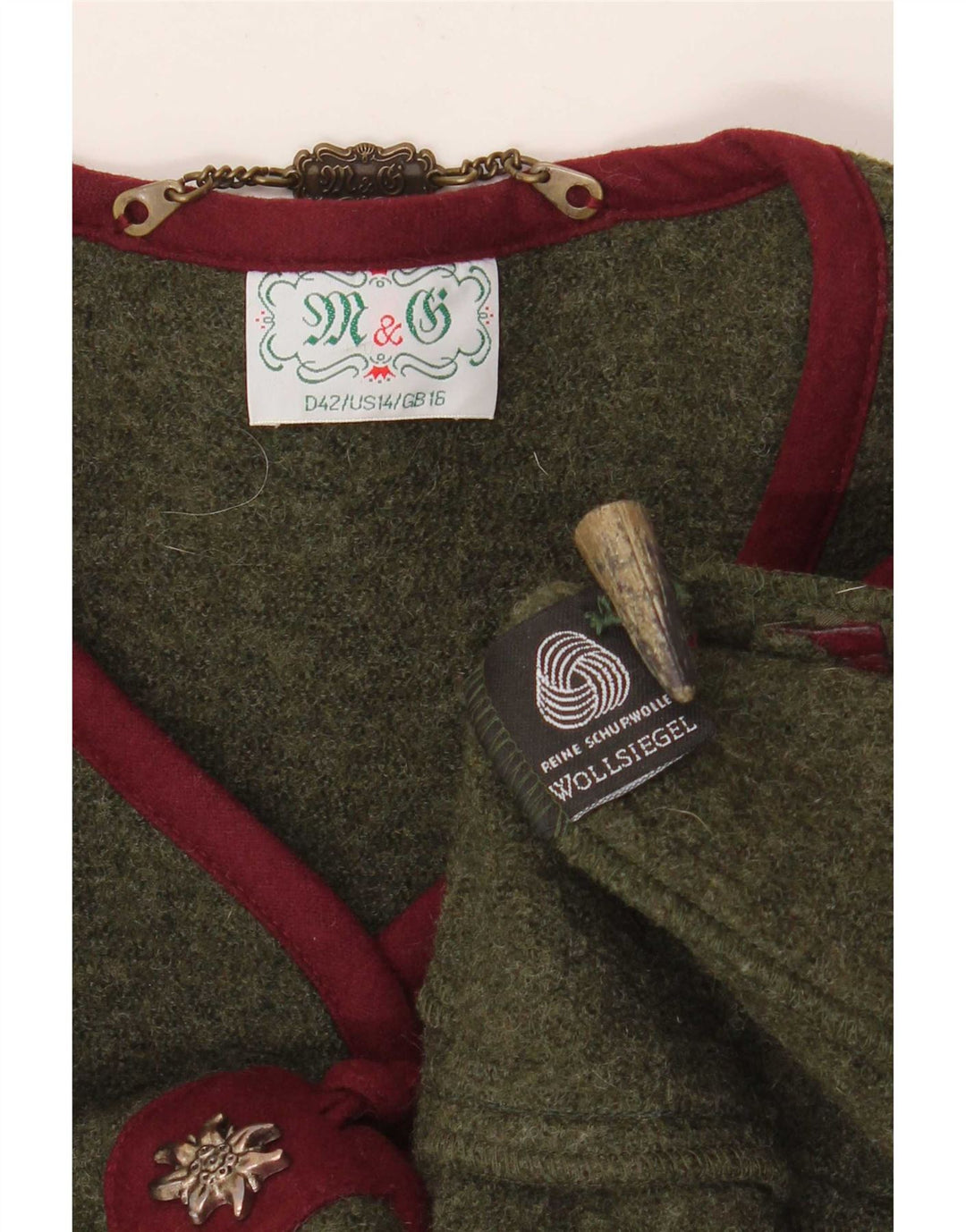 M & G Dame 3-knaps blazerjakke UK 16 Stor Khaki Wool