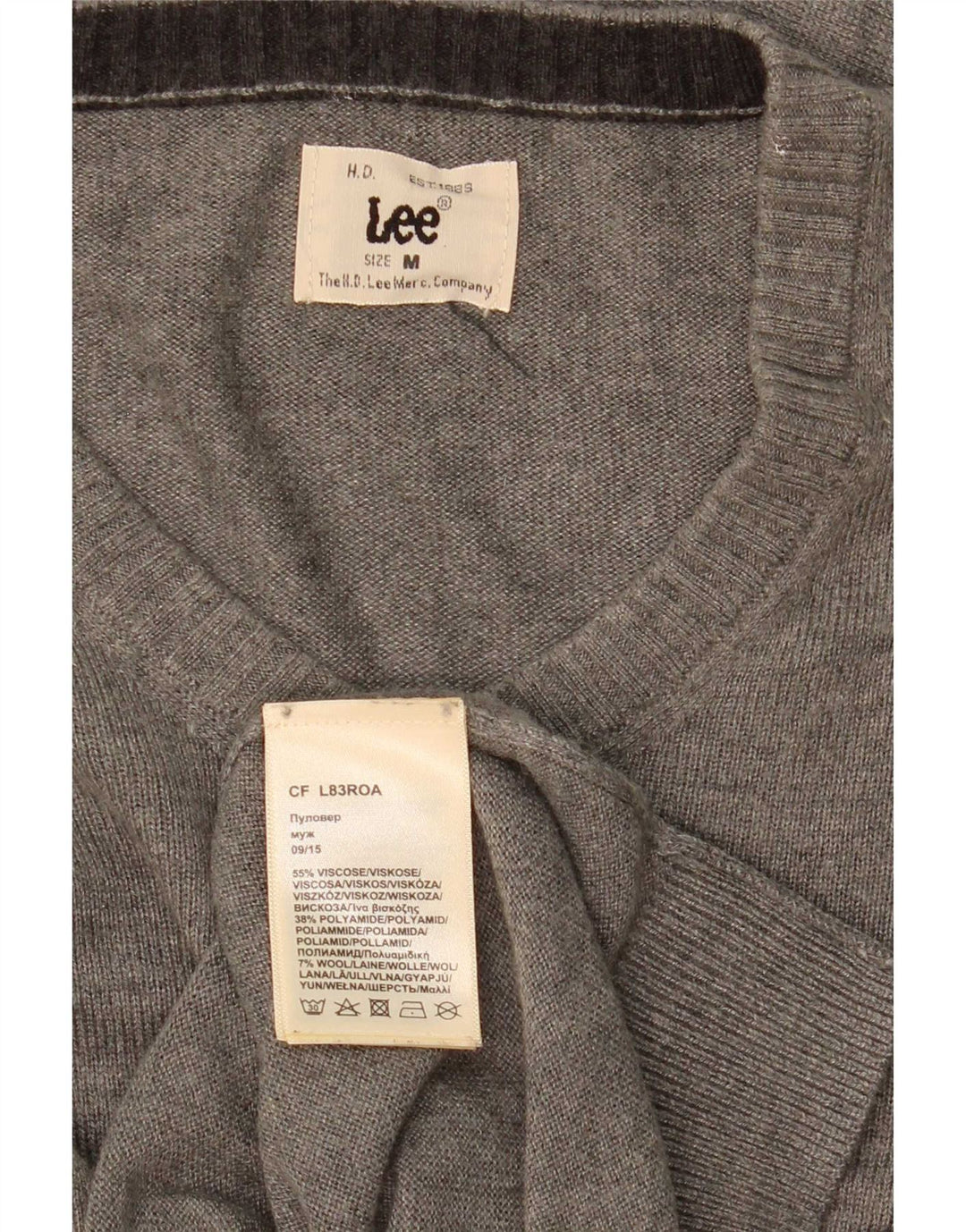 Lee Herre V-hals sweater Medium Grey Flecked Viscose