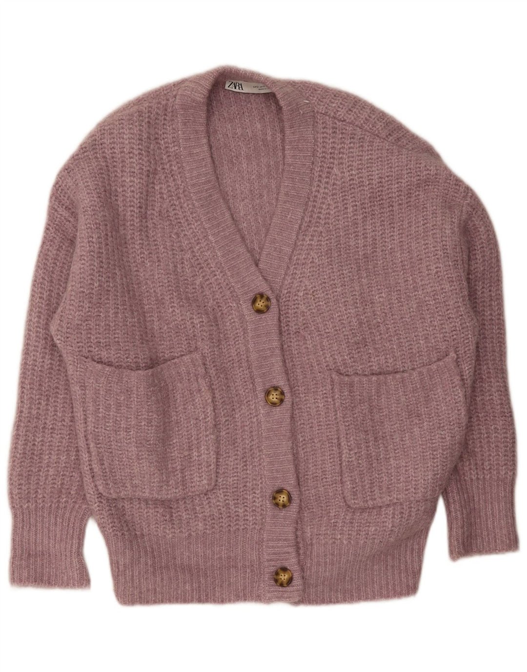 Zara Dame Oversized Cardigan Sweater UK 10 Small Pink