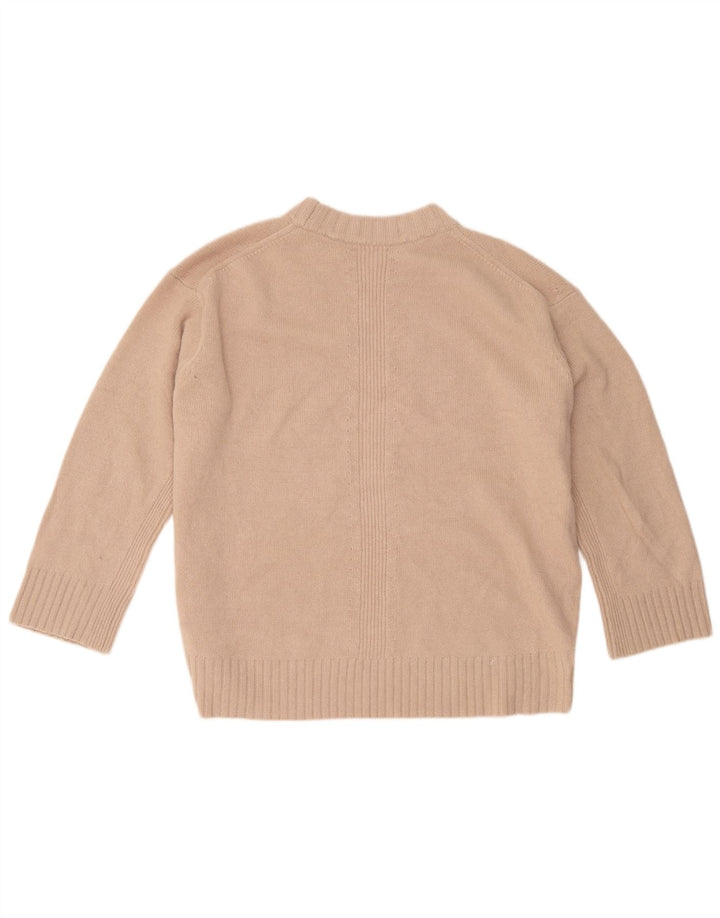 Reiss Dame Oversized Crew Neck Jumper Sweater UK 10 Small Beige Uld