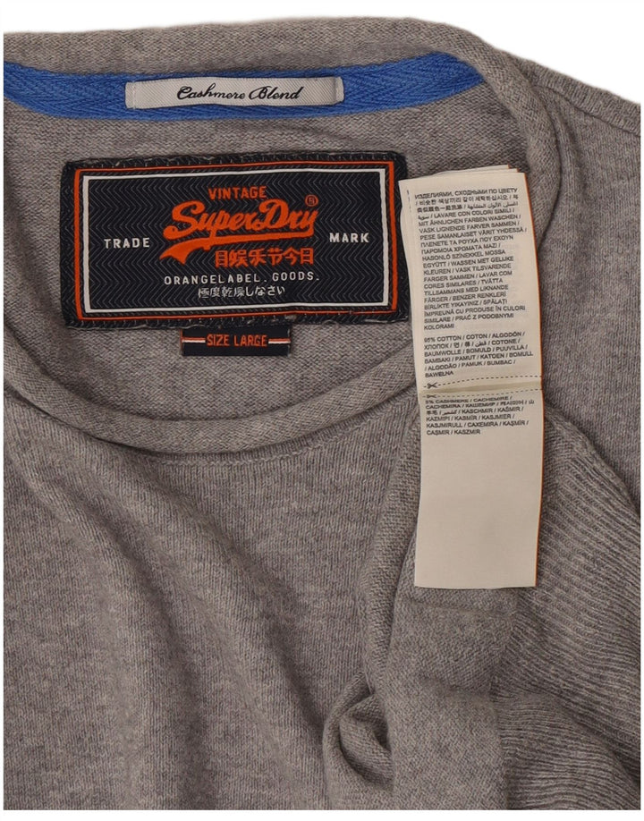 Superdry Herre sweater med rund hals, stor grå bomuld