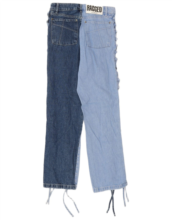 VINTAGE Lige jeans til kvinder W28 L28 Blå Patchwork Bomuld Retro