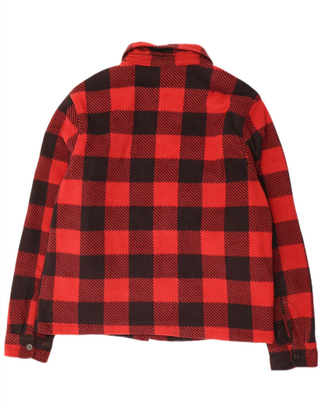 Vintage herre fleece bomberjakke EU 50 Stor rød plaid polyester