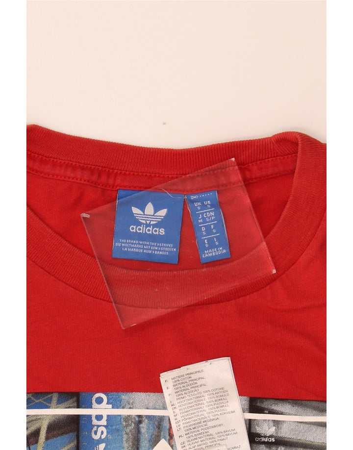 ADIDAS Mens Graphic T-Shirt Top Small Red Cotton