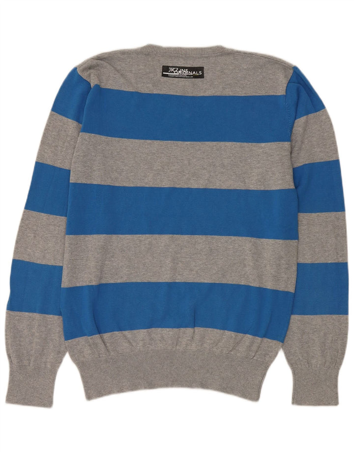 Jack & Jones Herre V-hals sweater Stor grå stribet bomuld