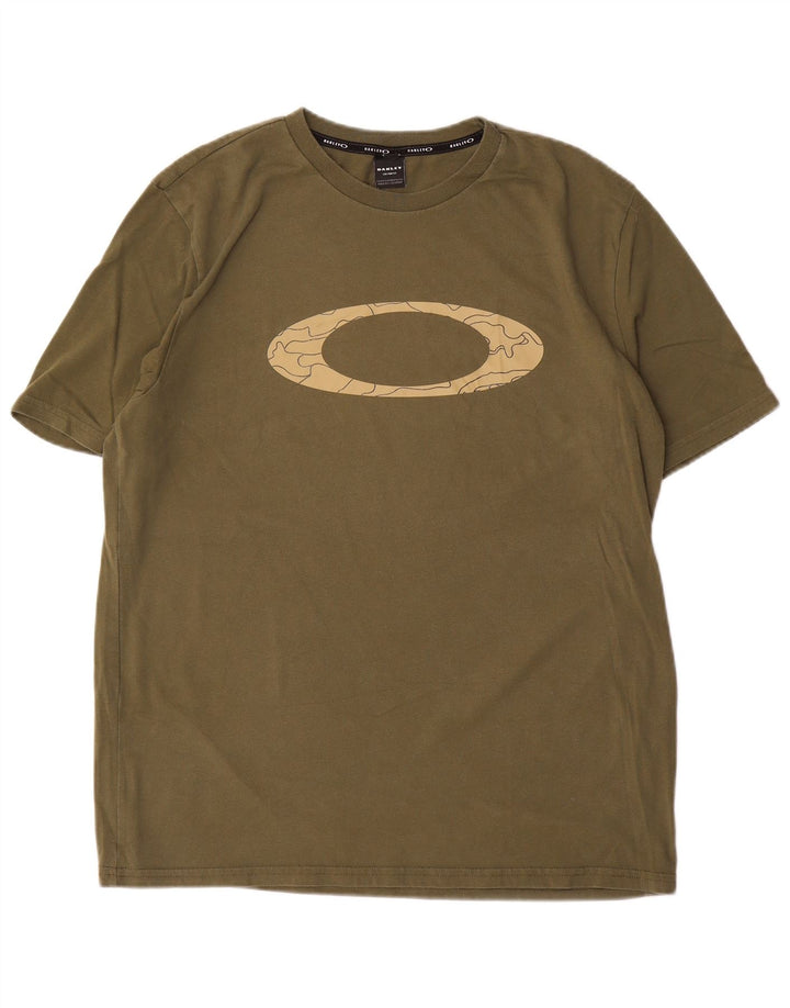 Oakley Herre Custom Fit Grafisk T-Shirt Top XL Khaki